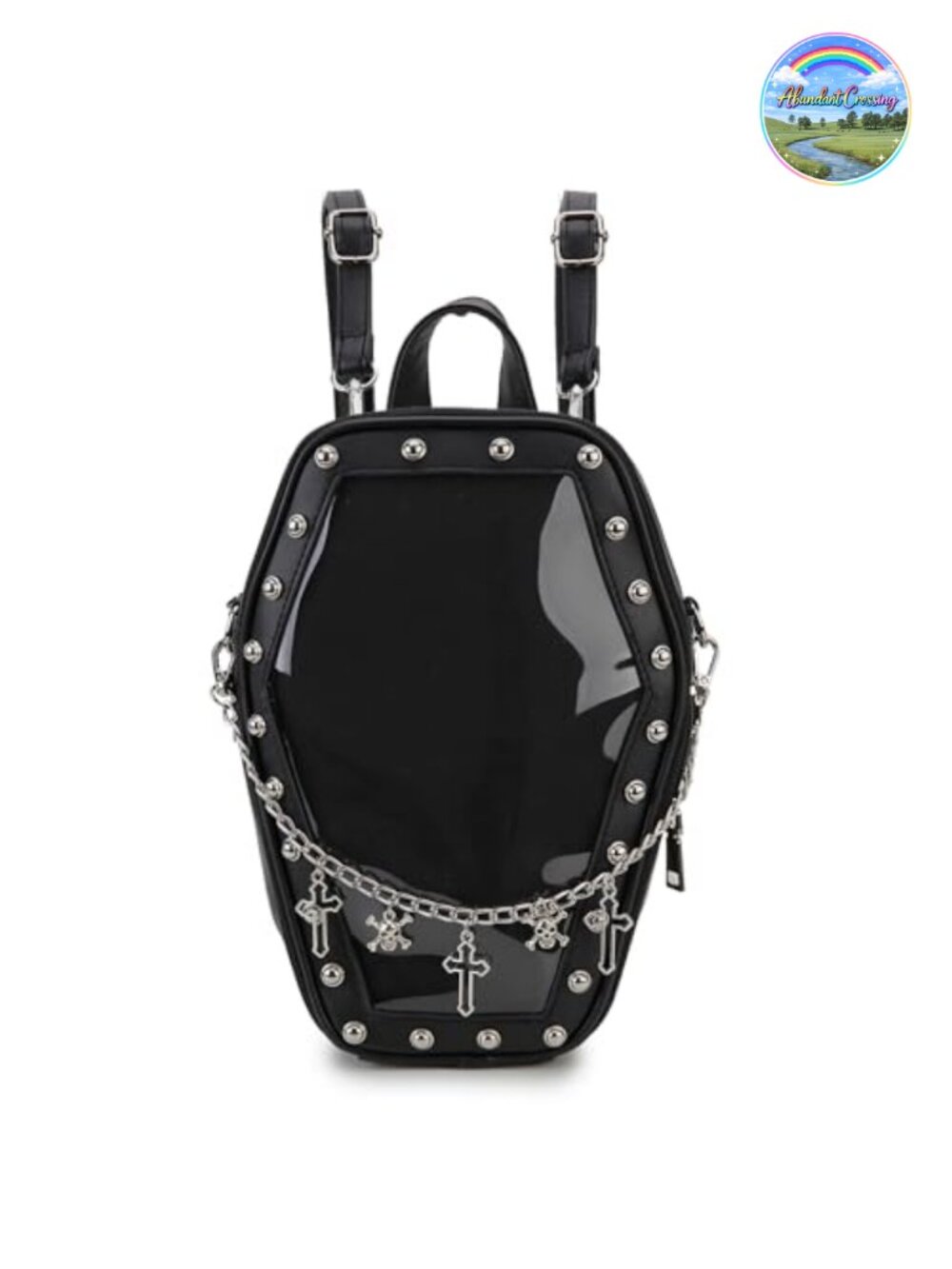 Gothic Coffin Ita Bag Backpack Vegan Leather PVC Pin Display Purse